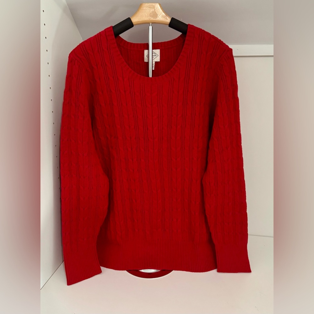 St. John's Bay Bold Red Cable Knit Sweater New With Tags Size :2X (XXL)